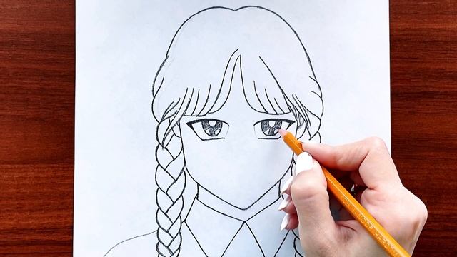 Wednesday Addams anime drawing || How to draw Wednesday Addams смотреть онлайн