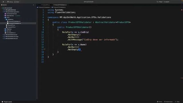 [API .NET 6] - Criando a DTO de produto e suas validações - 15 смотреть онлайн