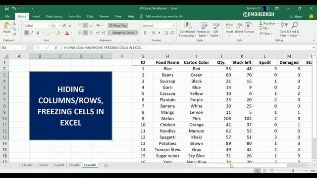 Microsoft Excel Foundation: 1.6 - Hiding columns/rows, Freezing columns/rows смотреть онлайн