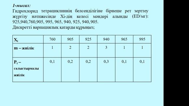 №2 Тақырып Сипаттамалық статистика. Дискретті статистикалық қатар смотреть онлайн