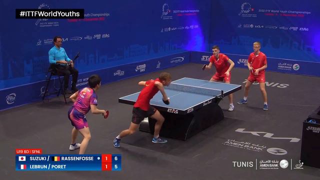 H. Suzuki/A. Rassenfosse vs F. Lebrun/T. Poret | U19 BD SF | ITTF World Youth Championships 2022 смотреть онлайн