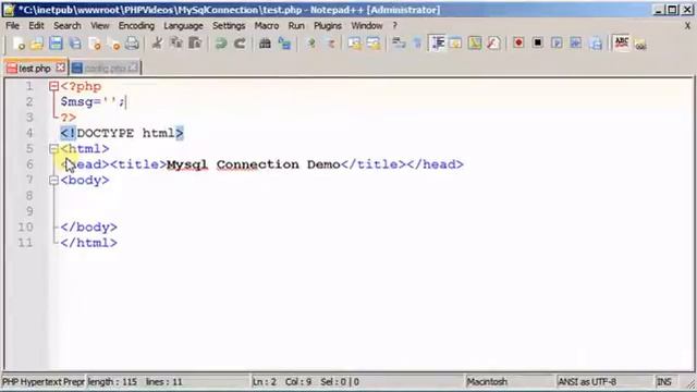 Connect to MySQL from PHP using config file. смотреть онлайн