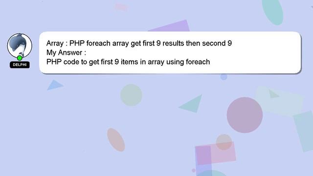 Array : PHP foreach array get first 9 results then second 9 смотреть онлайн