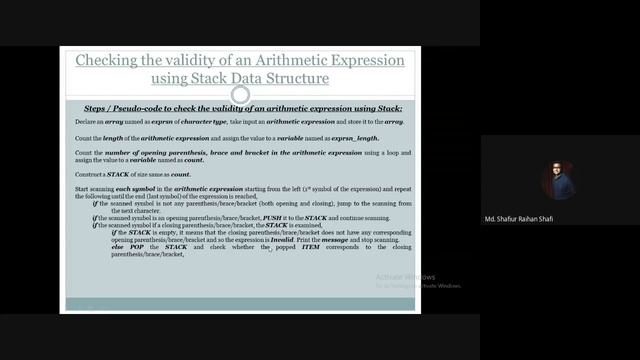 Application of Stack DS | Validity Checking of an Arithmetic Expression Using Stack - Pseudo-code смотреть онлайн