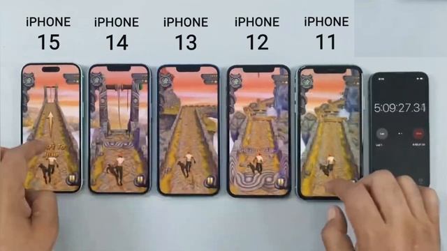 iPhone 15 против 14 против 13 против 12 против 11 тест аккумулятора | Тест батареи iOS 17 смотреть онлайн