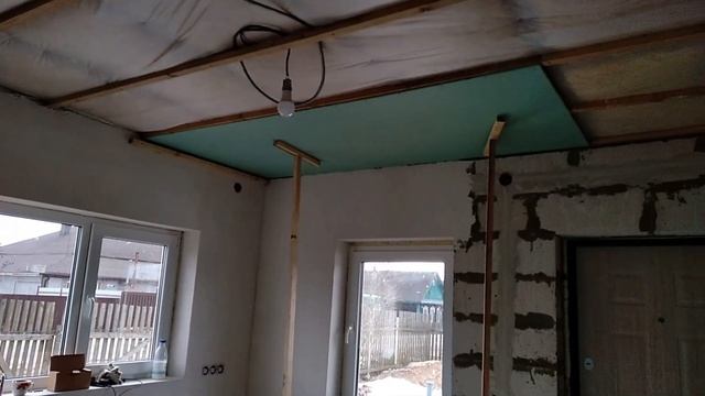 Потолок на даче из влагостойкого гипсокартона своими руками. Продолжаем ремонт на даче :) смотреть онлайн