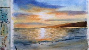 Уроки рисования. Как рисовать морской пейзаж акварелью.  Акварель. Видеоурок для начинающих.