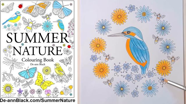 Kingfisher illustration - Summer Nature Colouring Book смотреть онлайн