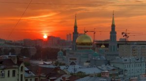 Sunset at the mosque in Moscow| Закат над Соборной Мечетью в Москве