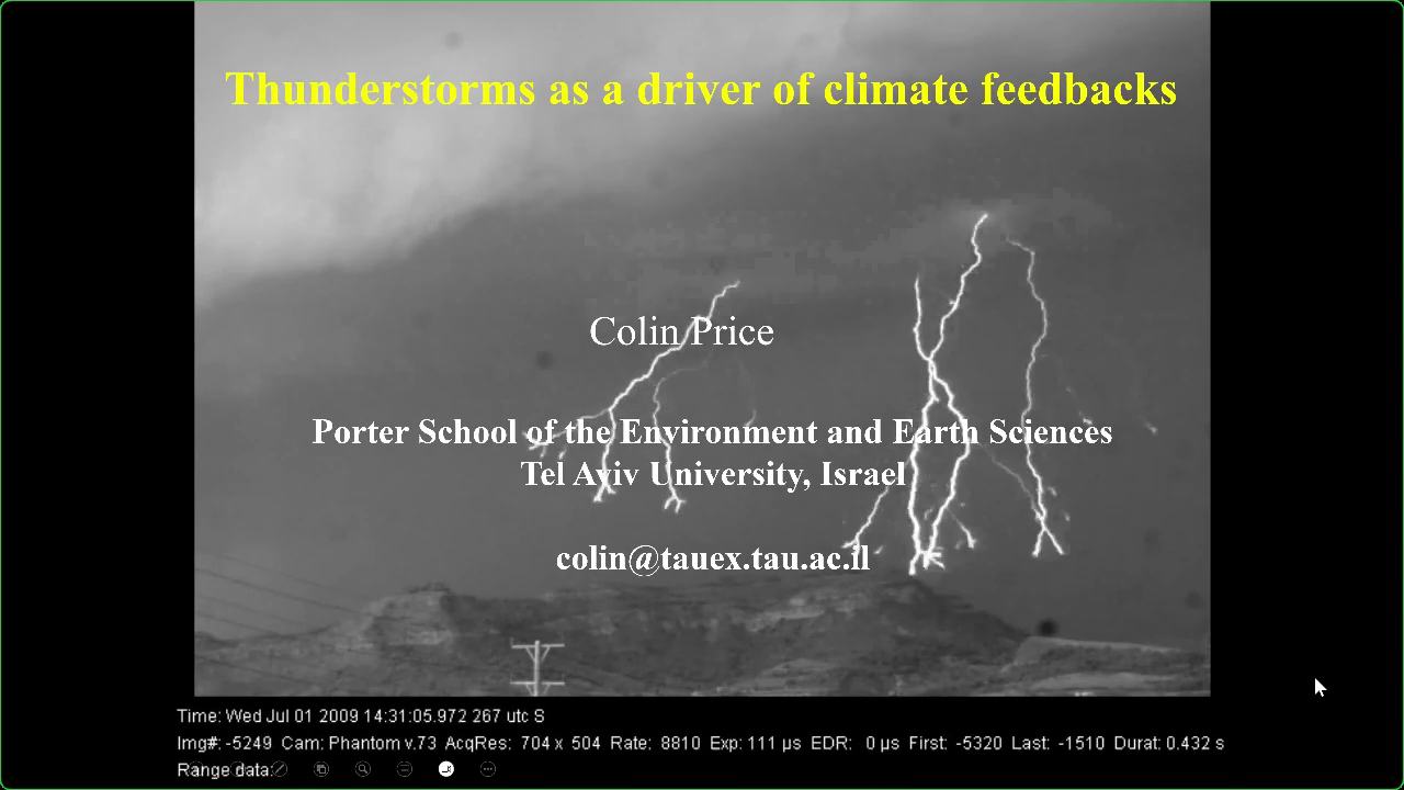 Colin Price. Thunderstorms As A Driver Of Climate Feedbacks
