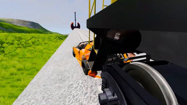 Lighting Mcqueen and pixar cars vs train truck in BeamNGDrive смотреть онлайн