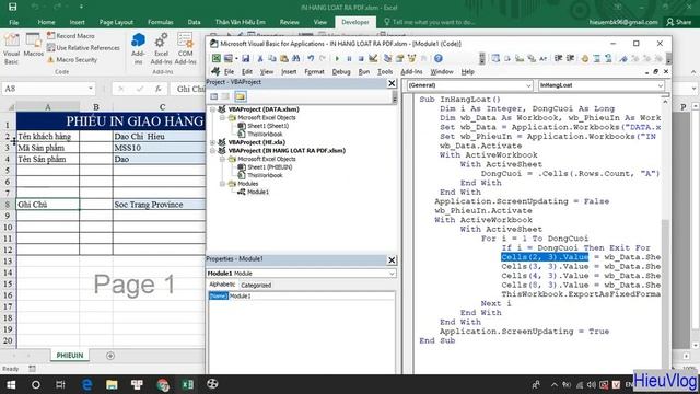 IN HÀNG LOẠT RA PDF BẰNG VBA EXCEL. смотреть онлайн