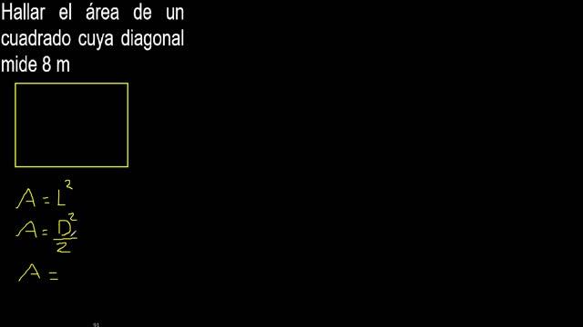 Hallar el área de un cuadrado cuya diagonal mide 8 m смотреть онлайн