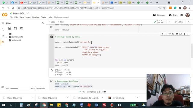 Koneksi Google Colab dengan SQLite3 смотреть онлайн