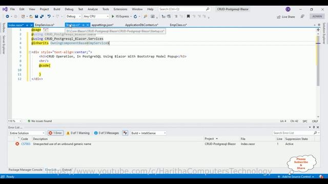 CRUD Blazor PostgreSQL Connection pgAdmin смотреть онлайн