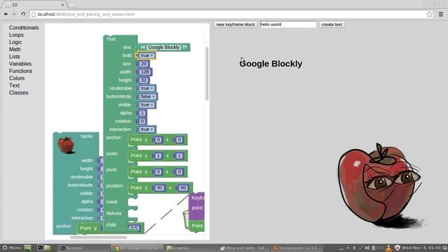 Pixi.js and GoogleBlockly смотреть онлайн