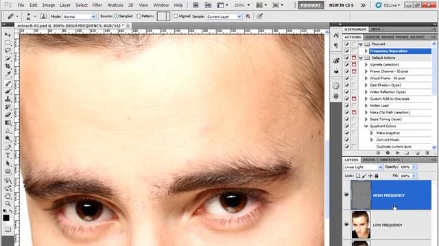 Retouching - Frequency Separation in 16 Bit Mode Photoshop CS5 смотреть онлайн