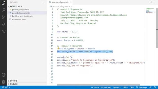Pounds To Kilograms in TypeScript смотреть онлайн