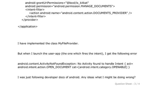 Android : No activity found to handle Intent - android.intent.action.OPEN_DOCUMENT смотреть онлайн