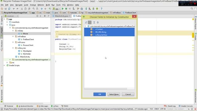 Android FireBase 05 : RecyclerView - Save,Retrieve Images and Text with Picasso смотреть онлайн