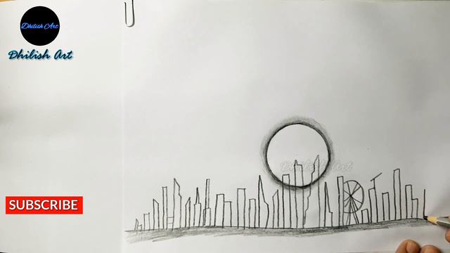 How to Draw Sunrise from City Skyline | Simple Sunrise from City Drawing | Dhilish Art - 65A смотреть онлайн