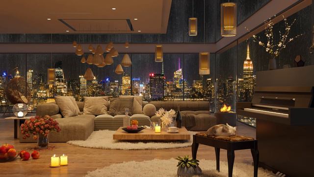Evening Bliss - Serene Jazz Melodies & Peaceful Sleep Meditation In Your Cozy Apartment 🌙