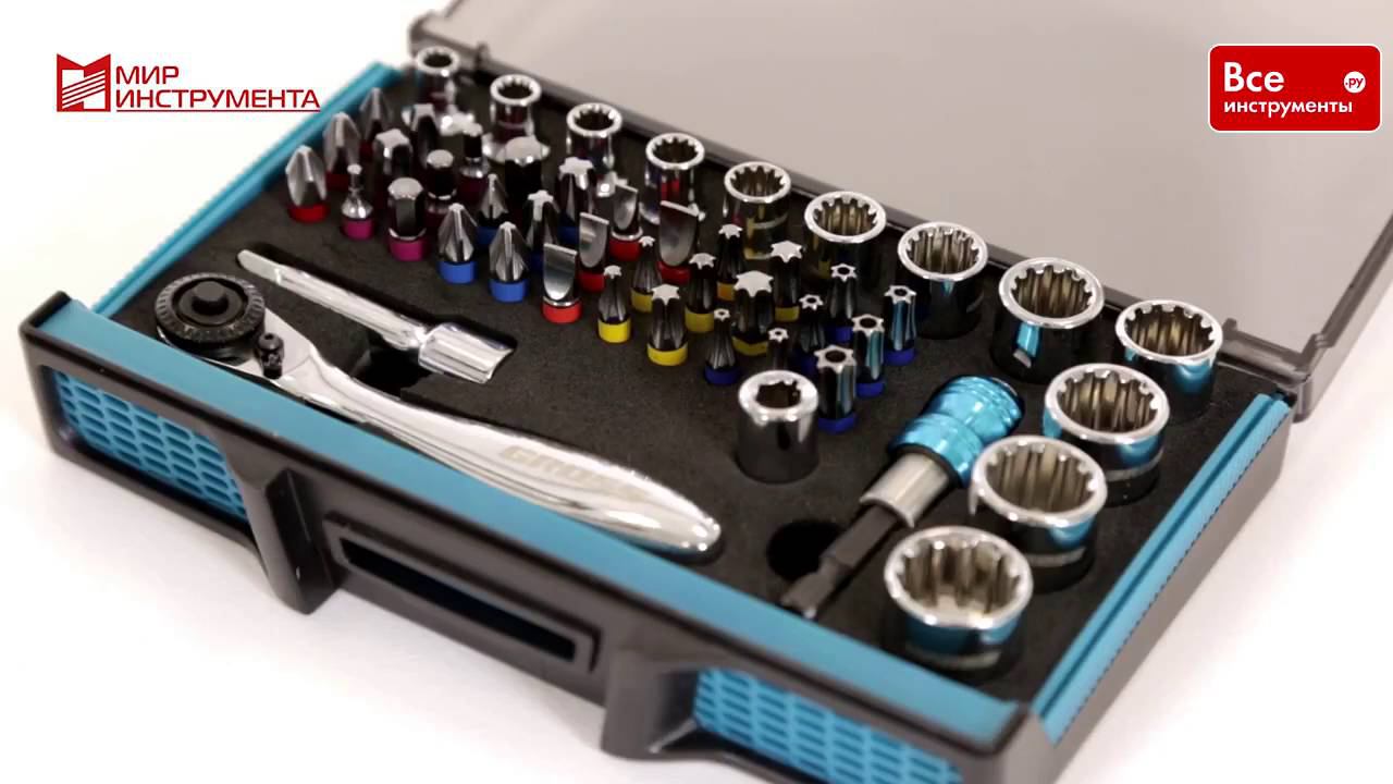 Трещотка с набором бит и торцевых головок 49 шт. GROSS 11600