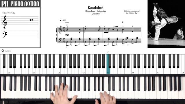Kazatchok | Kazachok | Katyusha | Casatschok (Sheet Music - Piano Solo Tutorial - Piano Notion) смотреть онлайн