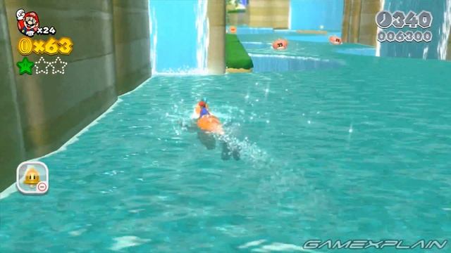 Super Mario 3D World - World 1-4 Green Stars & Stamp Guide & Walkthrough (Plessie's Plunging Falls) смотреть онлайн