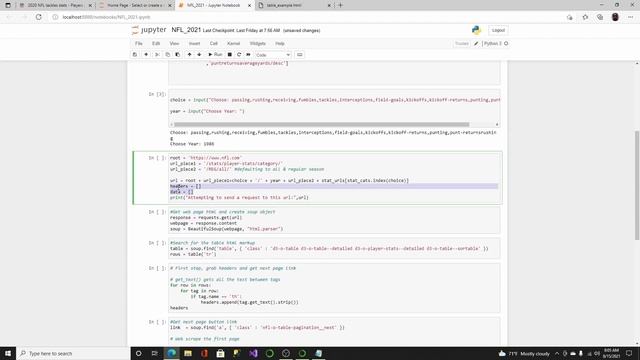 Web Scrape NFL.COM for Stats using Python Part 3 (FINALLY!!!) смотреть онлайн