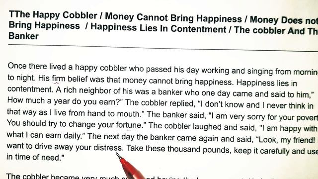 Money cannot bring happiness | Happiness lies in contentment | English Completing Story Writing смотреть онлайн