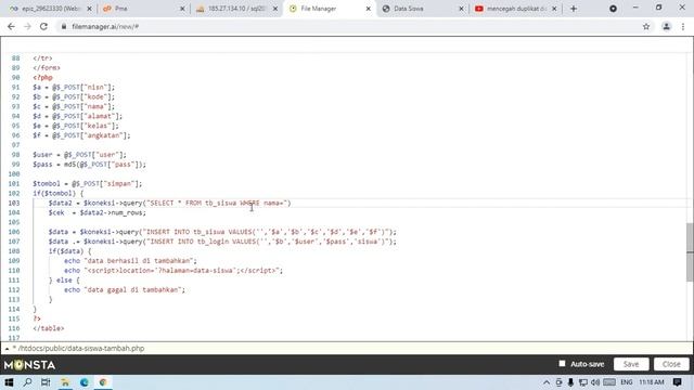 Cara Mencegah Duplikat Data ID Saat Pembayaran SPP | Insert Data ke Database смотреть онлайн