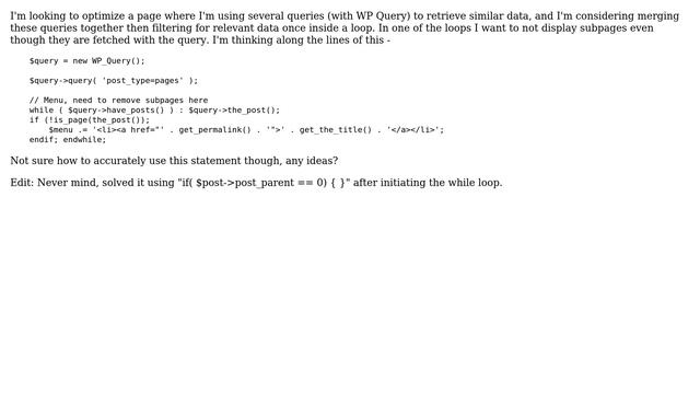 Wordpress: Filter subpages in while loop from WP Query object смотреть онлайн