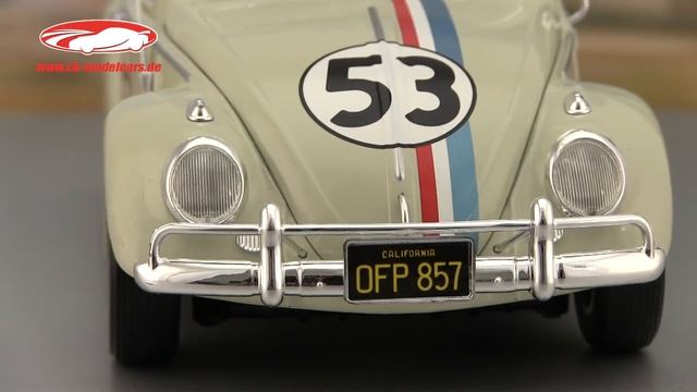 Ck-modelcars-video: Volkswagen VW Käfer Herbie #53 Aus Dem Film The Love Bug 1962 Hellgrau HotWheel