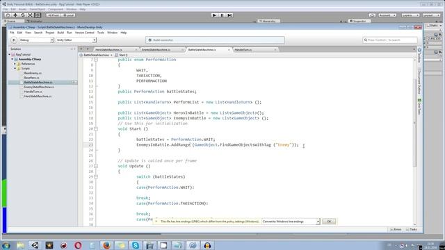 Unity 5 Tutorial: Turn Based Battle System #05 - The Enemy starts thinking смотреть онлайн