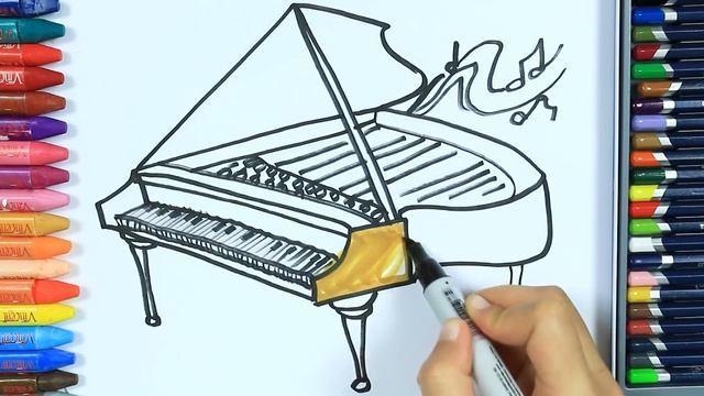 Как нарисовать пианино ? | Раскраски детей HD | Рисование и окраска | Рисование для детей смотреть онлайн
