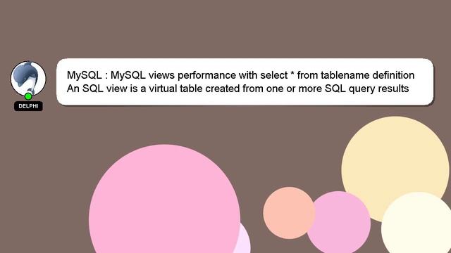 MySQL : MySQL views performance with select * from tablename definition смотреть онлайн