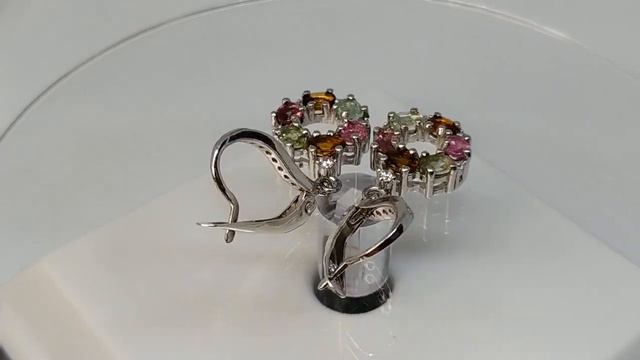 Серебряные серьги Веночек с нигерийскими турмалинами 4х3 мм и фианитами, лампы смотреть онлайн