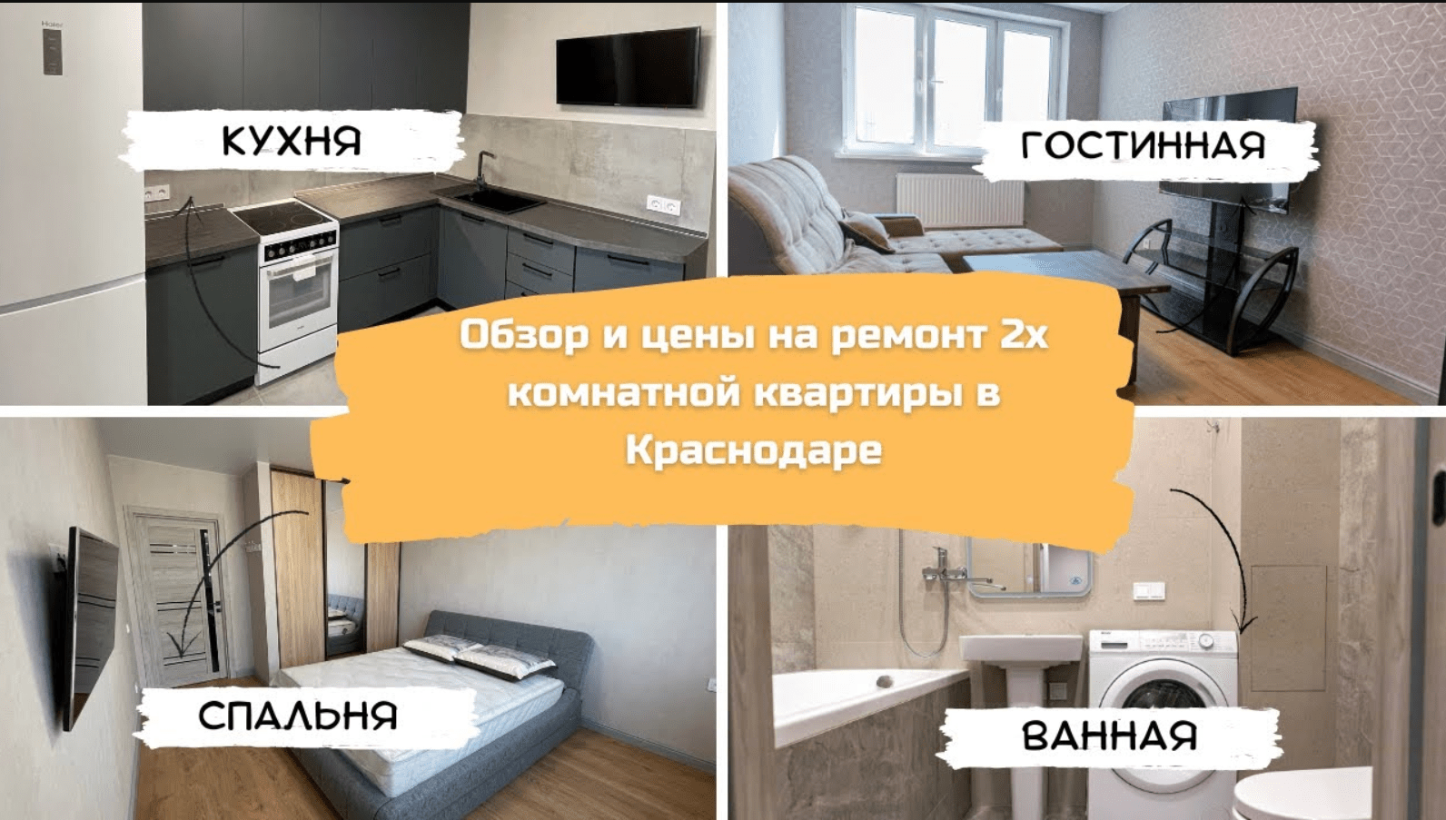 Обзор и цена ремонта 2-х комнатной квартиры в Краснодаре _ Ремонт 2-х квартиры ЖК _Сказка град_ смотреть онлайн