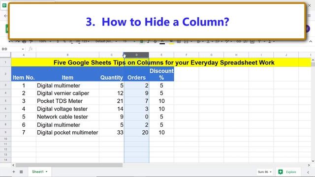 Google Sheets | How to | Change Column Width | Resize | Hide | Delete | Example | Tutorial смотреть онлайн