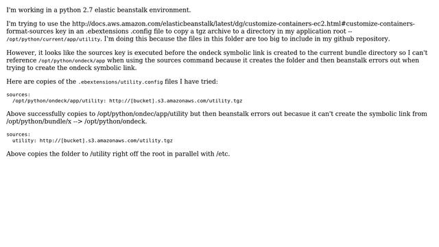 How do I set the beanstalk .ebextensions .config "sources" key "target directory" to the current... смотреть онлайн