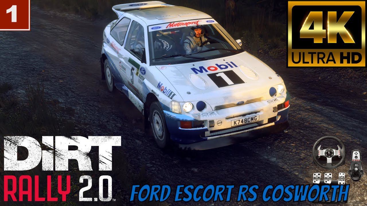 4К DiRT Rally 2.0 gameplay Ford Escort RS Cosworth Logitech g27 смотреть онлайн