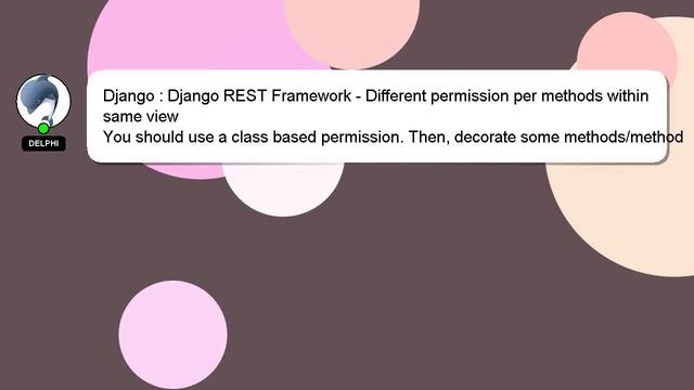 Django : Django REST Framework - Different permission per methods within same view смотреть онлайн