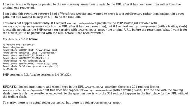 Apache's mod_rewrite and PHP's REQUEST_URI variable смотреть онлайн