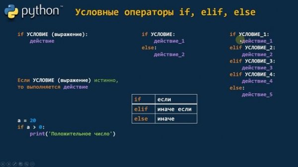 Урок 24. Python! Условные операторы if, elif, else! ТЕОРИЯ!