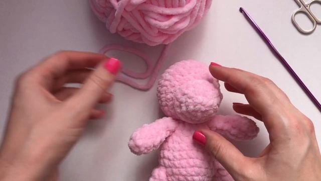 Bear crochet from plush yarn. Part 2. Detailed tutorial