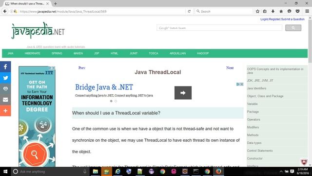 When should I use a ThreadLocal variable?
- javapedia.net смотреть онлайн
