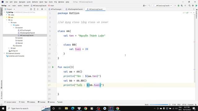 Phần 4.4 : Sử dụng class lồng class và inner class - Lập trình Kotlin смотреть онлайн