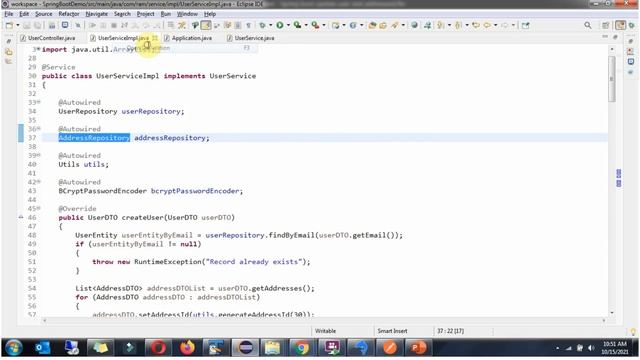Updating User Data with Addresses in Spring Boot - RESTful Web Service: @OneToMany Relationship смотреть онлайн