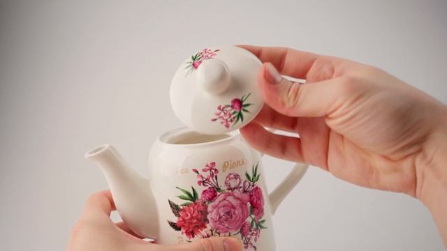 Чайник заварочный керамический Пионы, GET&JOY, 700 мл смотреть онлайн